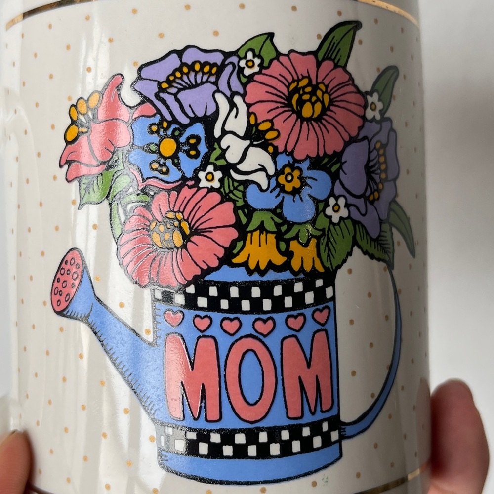 3/$30 🌟 90’s Floral Mom Mug with Watering Can Design - Picture 3 of 8
